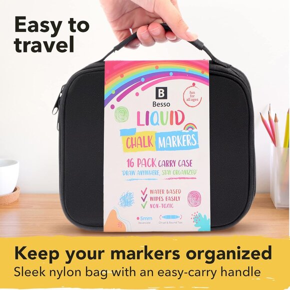 16‎ Vibrant Chalk Markers with Case - Picture 4 of 13